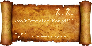 Kovácsovics Kornél névjegykártya