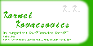 kornel kovacsovics business card